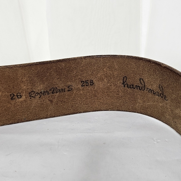 Vintage Roger Van S Red Leather Double Buckle Asymmetric Belt SMALL main image 7